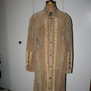 Long Suede and Beaded Coat  - 3BWest By Tansmith